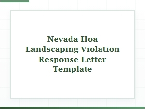 Nevada Hoa Landscaping Violation Response Letter Template