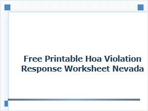Free Printable Hoa Violation Response Worksheet for Nevada