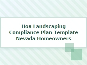 Nevada Homeowners Hoa Landscaping Compliance Plan Template
