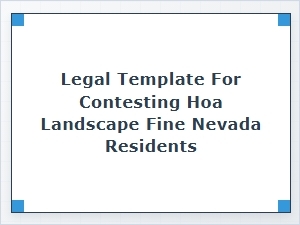 Legal Template to Contest Hoa Landscape Fines in Nevada