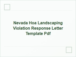 Nevada Hoa Landscaping Violation Response Letter Template